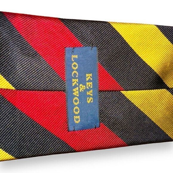 Keys & Lockwood Rep Stripe Navy & Red Made in USA Neck Tie - Picture 3 of 7